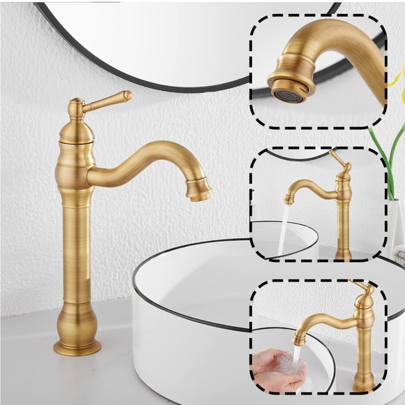 Other - 360° Swivel Antique brass Bathroom Vessel Sink Faucet Single Handle